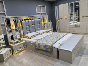 <strong>2026</strong> <strong>New</strong> Design Super King Size Luxury Royal Bedroom <strong>Furniture</strong> 5pcs African Mirror Headboard Bedroom <strong>Furniture</strong> Set - Product Image 6