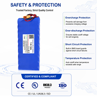 Paket Baterai Li-ion 7.4V 10Ah 74Wh dengan BMS 500 Siklus Suhu Operasi 0~45°C untuk Kendaraan Listrik Sepeda Skuter Kereta Golf