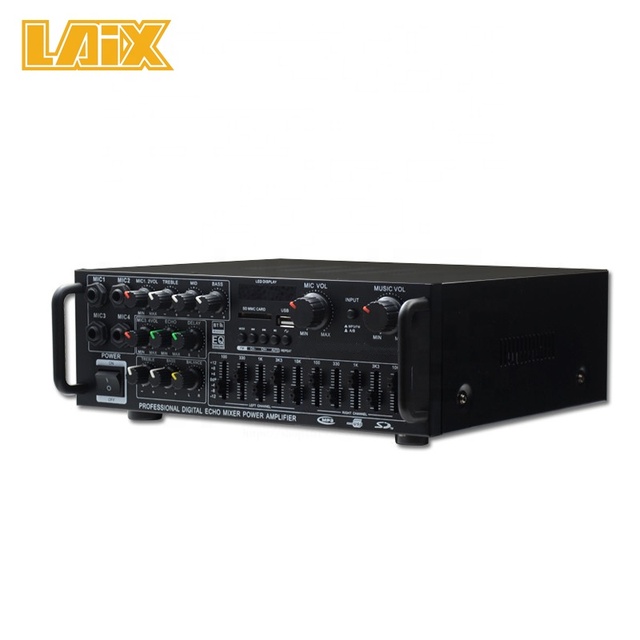 Powerful EQ USB SD Karaoke Power Amplifier EQ Blue---tooth Stereo Amplifier 4 Ohm 2CH Card Car Home 220V 110V DC12V INPUT