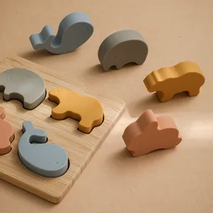 Dongli grosir mainan bayi anak-anak populer mainan Puzzle bebas Bpa silikon memilah susun mainan pendidikan