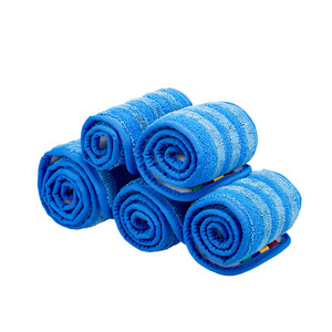 Tête de balai adhésive en microfibre rectangulaire à rayures bleues, forte absorption d'eau, pour le nettoyage des sols domestiques - Product Image 3