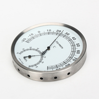 Termometer Higrometer Bimetalik Perak untuk Dinding, Cocok untuk Ruang Sauna dan Kolam Renang.