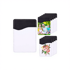 Étui de téléphone portable adhésif en cuir PU personnalisé pour Noël, porte-cartes vierge par sublimation pour cartes de crédit, d'identité, de monnaie et de visite - Product Image 4