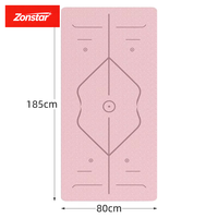 Tapis de yoga TPE domestique, antidérapant double face, épaisseur 6mm, 185cm, lignes de guidage asana, avec sangles, silencieux,