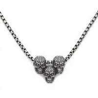 Collier Tête de Mort en Acier Inoxydable Plaqué Argent Style Nordique, Pendentifs Bijoux Premium, Breloques Tendance Unisexe, Motard Hiphop
