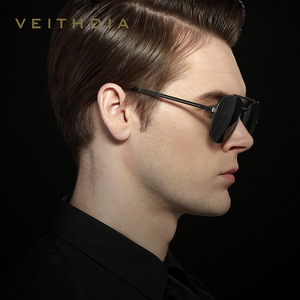 Veithdia Men's Square <b>Frame</b> Polarized Sunglasses Metal UV400 Fashion Outfits - Product Image 4