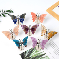 Ailes de papillon en matériaux mixtes à prix de gros, sculptures en cristal de quartz rouge pour la décoration