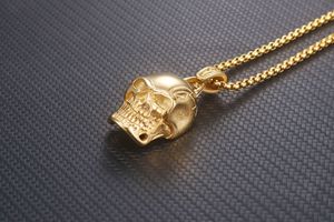 Bijoux Hiphop hommes gothique biker plaqué or 316L acier inoxydable tête de mort pendentif - Product Image 6