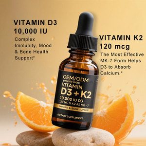 Toptan OEM sağlık takviyesi çin üretici toptan OEM özel etiket <span class=keywords><strong>Vitamin</strong></span> D3 K2 10000iu MK7 sıvı damla - Product Image 1