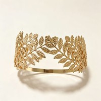 Couronne de feuilles dorées, diadème de mariée, bandeau, coiffe de banquet de mariage, plaqué or, strass, cristal, unisexe