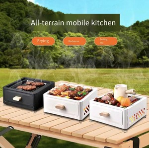 Juego de Barbacoa Portátil de Carbón y Estufa Cuadrada con Función de Barbacoa para Acampar, Hogar, Exteriores y Patio - Product Image 2
