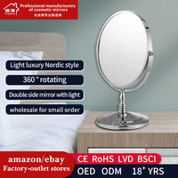 Miroir de courtoisie portable, magnifique miroir de table double face, miroir grossissant personnalisé, rotation à 360°