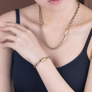 Hip Hop Schmuck CZ Verschluss Edelstahl Retro Distressed Rope Chain Armband 18 Karat vergoldet Color Link ZIRCON Armband - Product Image 5