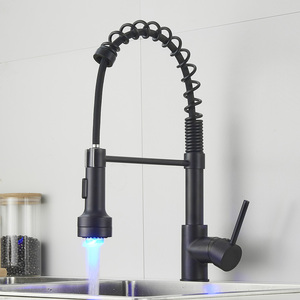 Chrome LED <b>Light</b> <b>Pull</b> Down Spray Kitchen Faucets Single Hole 2 Way Water Outlet <b>Pull</b> Out Kitchen Tap MK9804L Kitchen Tap - Product Image 2