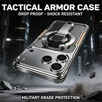 Casing Armor Bingkai Logam CNC Anti Benturan dengan Dudukan Magnetik Mewah untuk iPhone 17 Pro Max Samsung Galaxy S26 Ultra