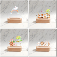 Artisanat moderne en bois pour cadeau de Noël Lumière UV Impression motif acrylique Coffret cadeau USB 3D poli Lampes d'affichage bois clair