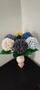 Regalos corporativos: Tallo de flor de hortensia <span class=keywords><strong>azul</strong></span> con cuentas, estilo vintage francés, hecho a mano <span class=keywords><strong>y</strong></span> personalizado, decoración única para el hogar, tallo artificial para arreglos florales en jarrones. - Product Image 2