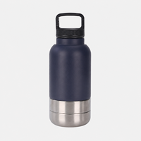 Bouteille d'eau pour chien en gros 3-en-1, isolée sous vide, en acier inoxydable 304, ensemble bol distributeur d'eau et de nourriture portable pour animaux de compagnie, pour camping en extérieur