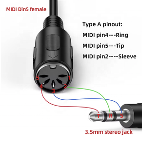<span class=keywords><strong>Type</strong></span>-<span class=keywords><strong>A</strong></span> <span class=keywords><strong>MIDI</strong></span> TO <span class=keywords><strong>TRS</strong></span> 3.5มม. ตัวผู้ไปยัง DIN อะแดปเตอร์เสียงปลั๊กขนาดเล็กพิเศษสำหรับคีย์บอร์ดสาย synths - Product Image 3