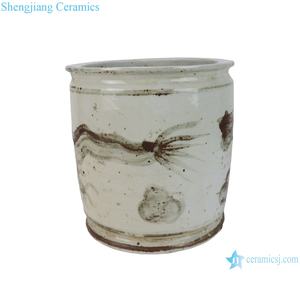 RZNA40-A-B Jingdezhen 골동품 오래 찾고 underlaze 구리-레드 드래곤 모티프 도자기 화분 향로 - Product Image 3