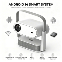 Projecteur Vidéo Intelligent Android LCD 1080P avec Haut-parleur Bluetooth, Wi-Fi, Correction Trapézoïdale Automatique pour Cinéma Domestique et Présentations de Données