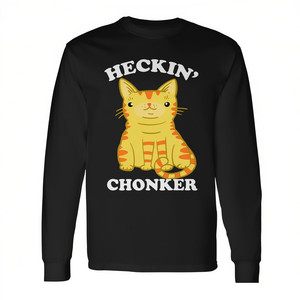 เสื้อยืดแขนยาว Heckin' Chonker พรีเมียม ลายแมวอ้วนสีส้ม ทับบี้ เสื้อยืดโปรโมชั่นสุดเท่ - Product Image 2