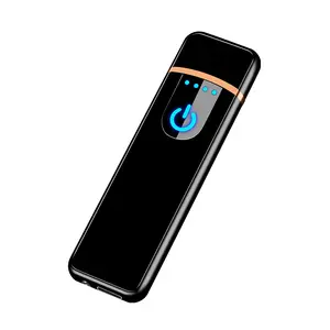 Pemantik api elektrik Logo kustom USB dapat diisi ulang logam dan campuran seng desain Modern gulungan panas untuk rokok untuk berkemah