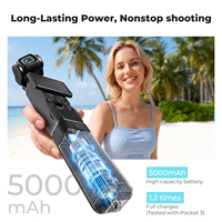 Poignée de batterie K&F Concept 5000 mAh pour DJI OSMO Pocket 3/4, autonomie prolongée avec trou fileté 1/4'', batterie à décodage complet