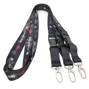 Cheap Custom Personalized <b>Polyester</b> Breakaway <b>Lanyard</b> Black Woven Silk Screen Printed Neck <b>Lanyard</b> - Product Image 2