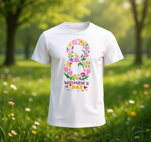 T-shirt Floreale per la Giornata della Donna, 100% Cotone, Girocollo, Manica Corta, Stampa Casual Femminista, Abbigliamento Primavera Estate - Product Image 2