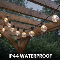 Guirlandes lumineuses d'extérieur 22,97 pieds G40 LED à brancher, 10 ampoules LED en plastique Edison, étanches IP65, à intensité variable, pour jardin, véranda