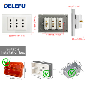 Delefu tiêu chuẩn ý ổ cắm với USB thông minh Loại C 20 Wát sạc nhanh, kép USB tường ổ cắm Glass Bảng điều chỉnh - Product Image 4