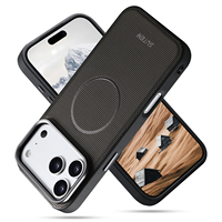 Étui de téléphone antichoc en métal avec chargement magnétique et motif triangulaire en PU, personnalisé directement par l'usine OEM/ODM, pour la série Apple