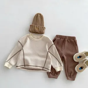 Herbst Jungen und Mädchen Langarm Casual Loose Waffle Set Baby Boy Kleidung Sets