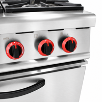 Cuisinière à gaz professionnelle en acier inoxydable CE à 4 brûleurs avec four, robuste, autonome, pour restaurant
