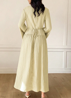 Robe de style chemise YKD088, design haut de gamme, décontractée et confortable, avec un grand ourlet, robe musulmane, vêtements islamiques pour femmes, hijabs traditionnels