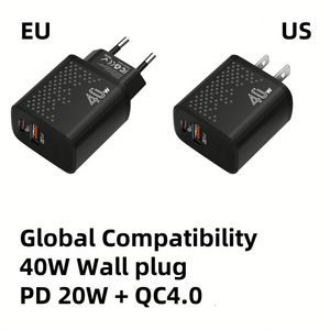 Chargeur rapide PD 40W 20W EU US 2 ports USB Type C Adaptateur multiple Chargeur mural de voyage pour téléphone portable - Product Image 5