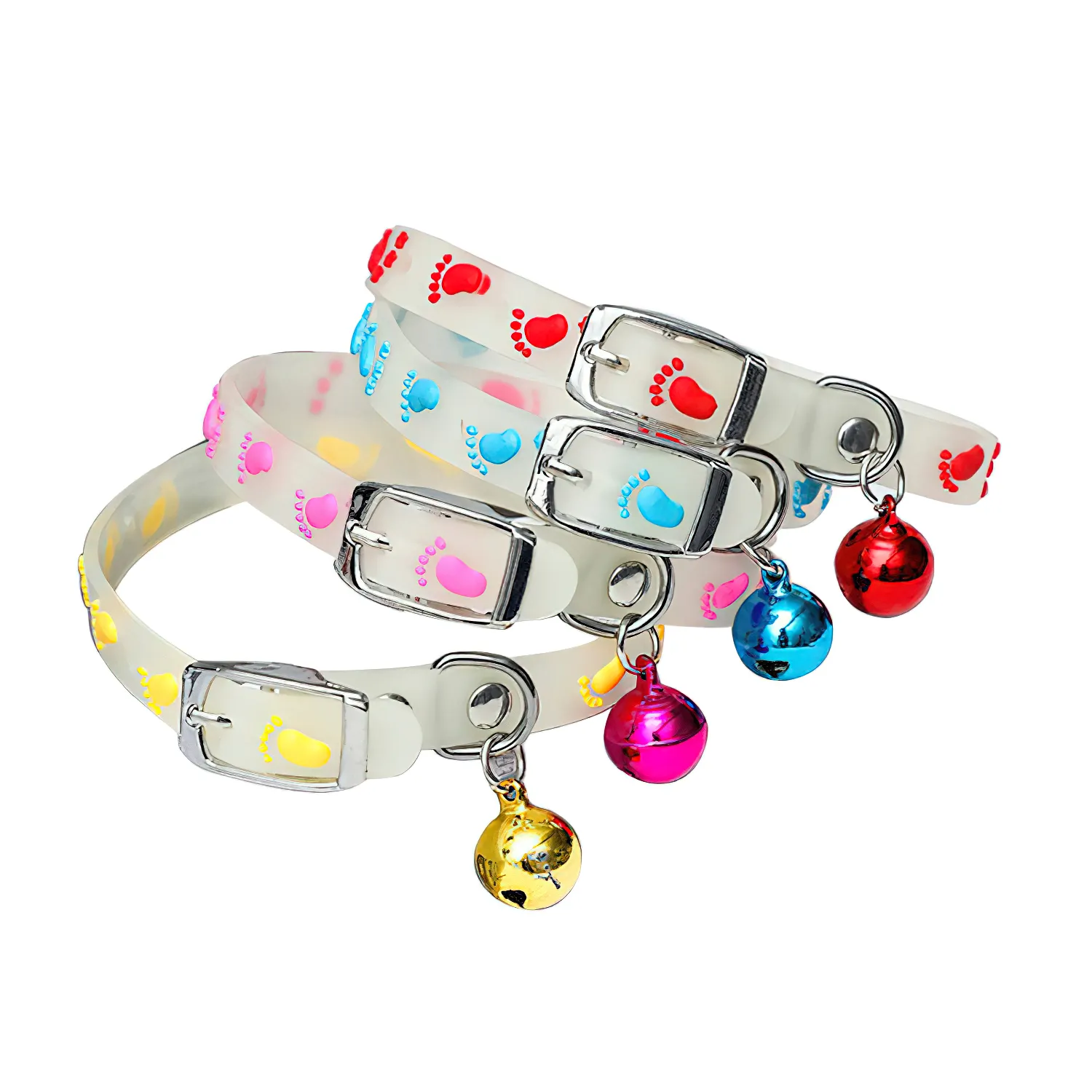Night Glowing Cat Collar with Bell Silicone Necklace Pet Chain Light Safety Luminous Puppy Dog Neck Ring Pet Accessories