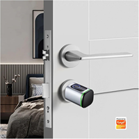 Serrure de porte intelligente à cylindre avec empreinte digitale, carte RFID/NFC/IC, déverrouillage par application Tuya, Wi-Fi, prise en charge de la clé mécanique pour porte en verre