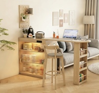Venta Directa de Fábrica: Mueble Bar Moderno y Sencillo de Madera Extensible, Armario de Almacenamiento y Separador de Ambientes para Sala de Estar
