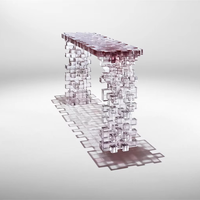 Table console sculpturale en blocs d'acrylique transparents multicolores à dégradé artistique, table d'appoint en cubes empilés pour la décoration d'entrée