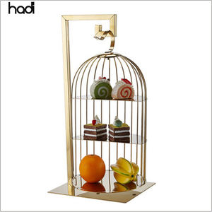 Di alta qualità in acciaio inox <span class=keywords><strong>a</strong></span> 3 livelli da Buffet di qualità gabbia per uccelli Cup Cake <span class=keywords><strong>Stand</strong></span> da Dessert per il tè pomeridiano dell'hotel in vendita - Product Image 2