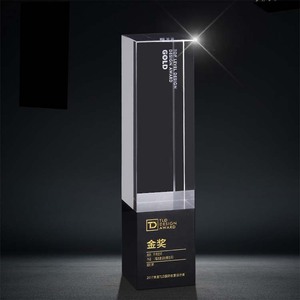 New hình chữ nhật cột 3D laser Khắc Tinh thể thủy tinh thể thao Trophy với biểu tượng tùy chỉnh tùy chọn - Product Image 5