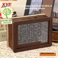 Tirelire numérique rectangulaire moderne en bois à succès avec motif billet de banque – Boîte de rangement d'anniversaire pour usage domestique