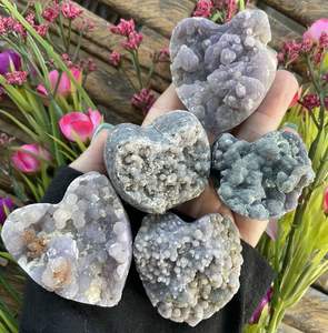 Cœur d'agate de raisin naturelle, spécimen minéral, grappe de cristal de quartz, pierre de guérison, décoration d'intérieur, cadeau de Reiki et de sorcellerie, vente en gros - Product Image 2