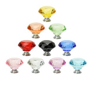20mm Dresser Drawer Kitchen <strong>Cabinet</strong> Door Crystal Clear Glass <strong>Diamond</strong> Handle - Product Image 1