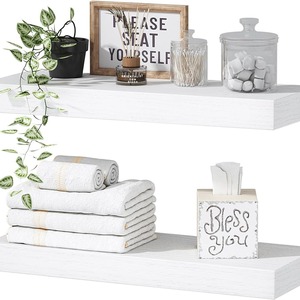 Wooden <b>Wall</b> <b>Mounted</b> Storage Rack Solid Wood Rectangle <b>Shelf</b> Multipurpose Kitchen Bathroom Organizer - Product Image 5