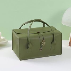 Sac cadeau en cuir avec logo personnalisé, aspect luxueux, couleurs mélangées tendance pour les cadeaux de mariage, boîte cadeau en gros pour les invités, pliable, grande taille - Product Image 1