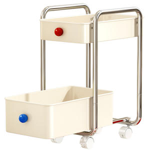 Chariot de rangement portable pour livres, organisateur de sac à dos, 2 niveaux, rectangulaire, facile à nettoyer, pour bureau, chambre, salon - Product Image 2