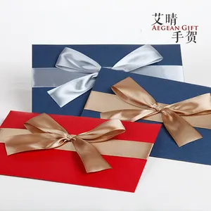 Agean-tarjeta de regalo de A5, cinta de lazo hecha a mano, Sobres de papel de boda con cinta